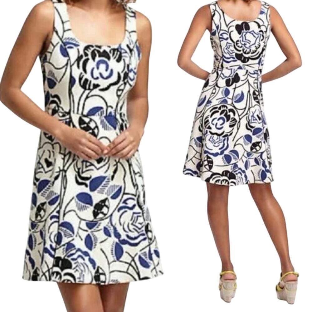 Anthropologie Vanessa Virginia Fit & Flare Mini Dress Abstract Floral Print 2